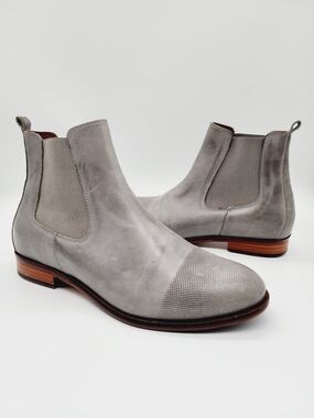 Ten Points Sweden Chelsea Ankle Boots Grey Leather Size 37 or 6.5 NEW